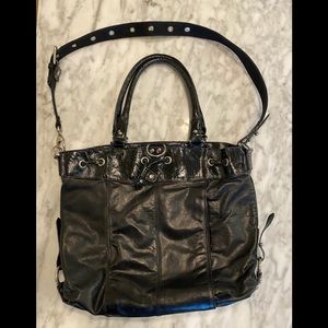 BCBG Maxazria Black Leather purse Large 13’X15’
